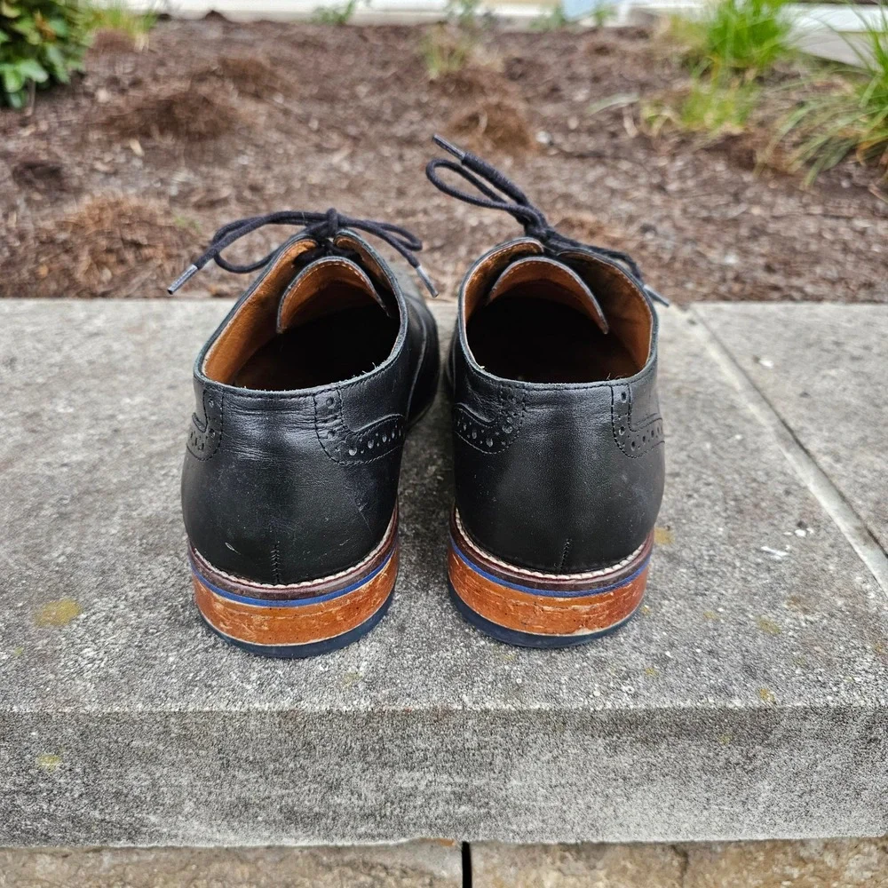 Johnston & Murphy 9.5 Cap Toe Dress Shoes Black‎ Leather Brogue Oxfords Work